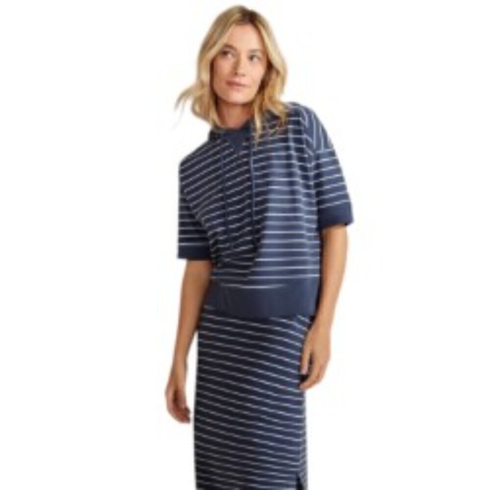 Haven Well Within Blue & White Striped Cropped Hoodie Large